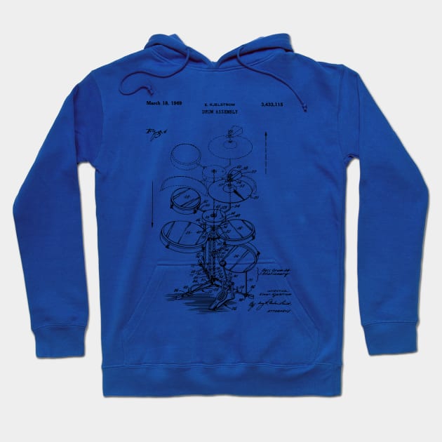 Drummer Gift Idea - Drum Assembly Kit Blueprint Hoodie by MadebyDesign